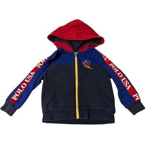Ralph Lauren Toddler Baby Kids‎ Ski Hoodie Sweatshirt Jacket USA Blue Size 24M